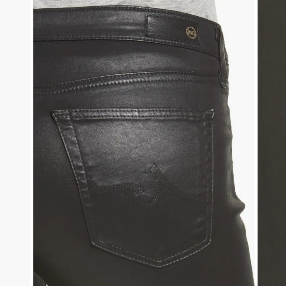 AG The Legging Ankle Super Skinny Black Coated Jeans Size 25 - Picture 14 of 15